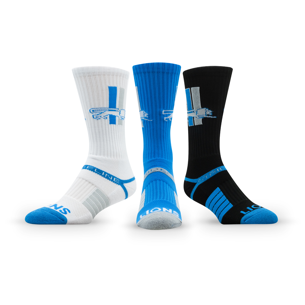 Detroit Lions: crew sock from the NFL Retro Premium Crew Knit Socks 3-Pack