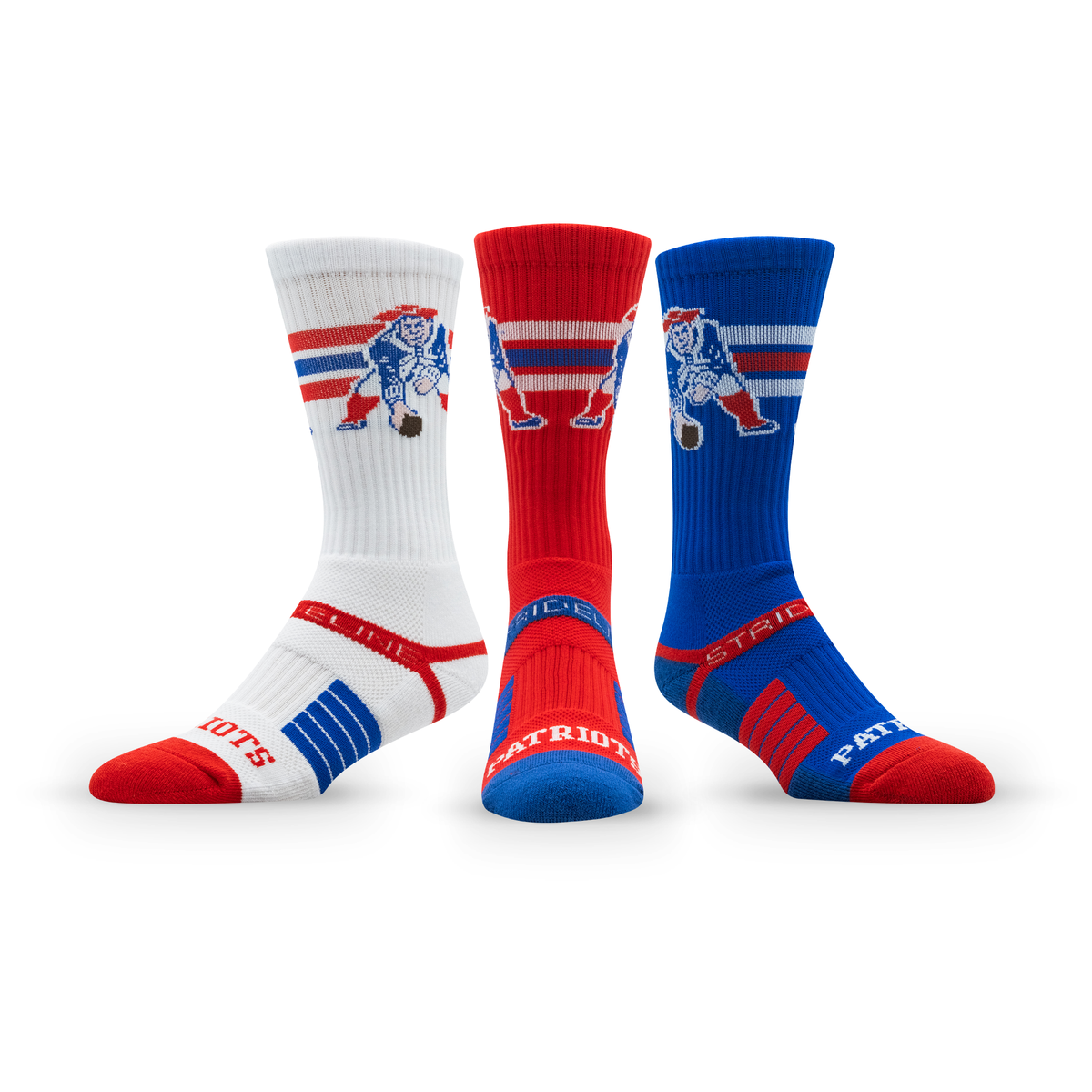New England Patriots: crew sock from the NFL Retro Premium Crew Knit Socks 3-Pack