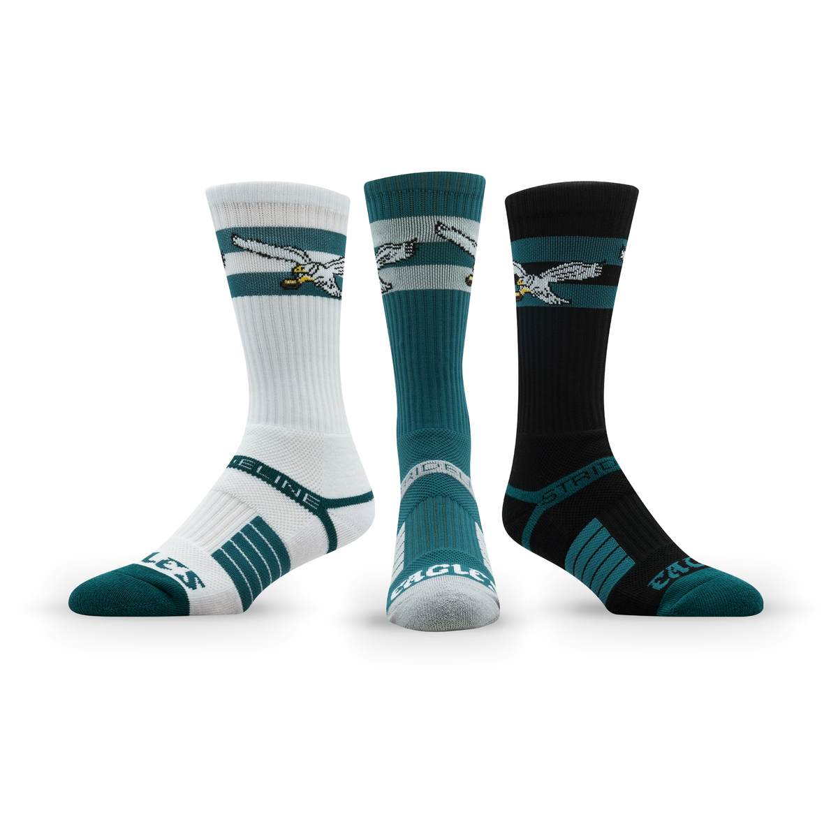 Philadelphia Eagles: crew sock from the NFL Retro Premium Crew Knit Socks 3-Pack