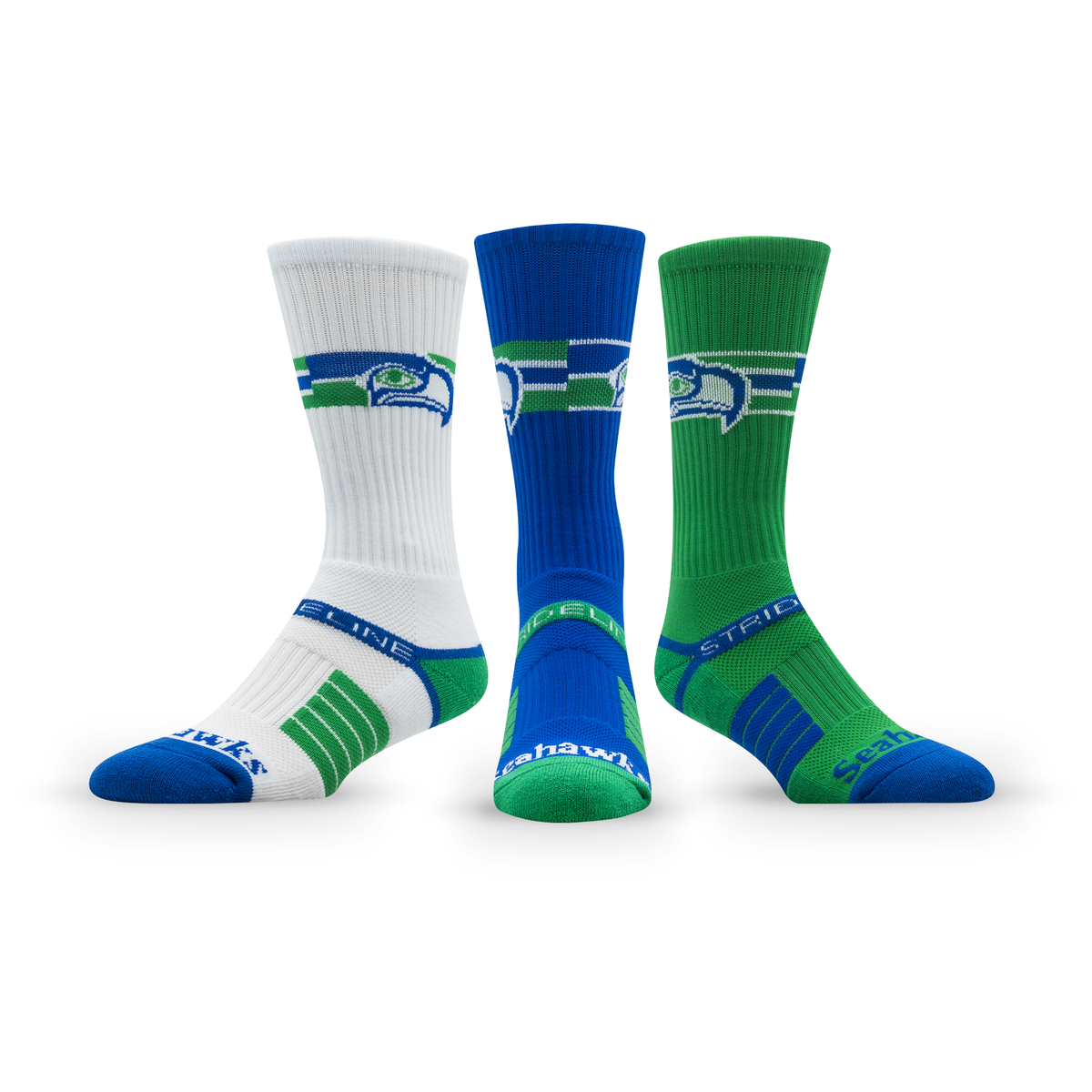 Seattle Seahawks: crew sock from the NFL Retro Premium Crew Knit Socks 3-Pack