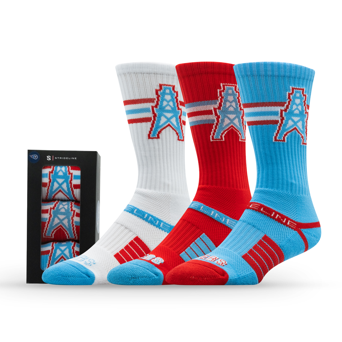 Tennessee Titans NFL Retro Premium Crew Knit Socks 3-Pack