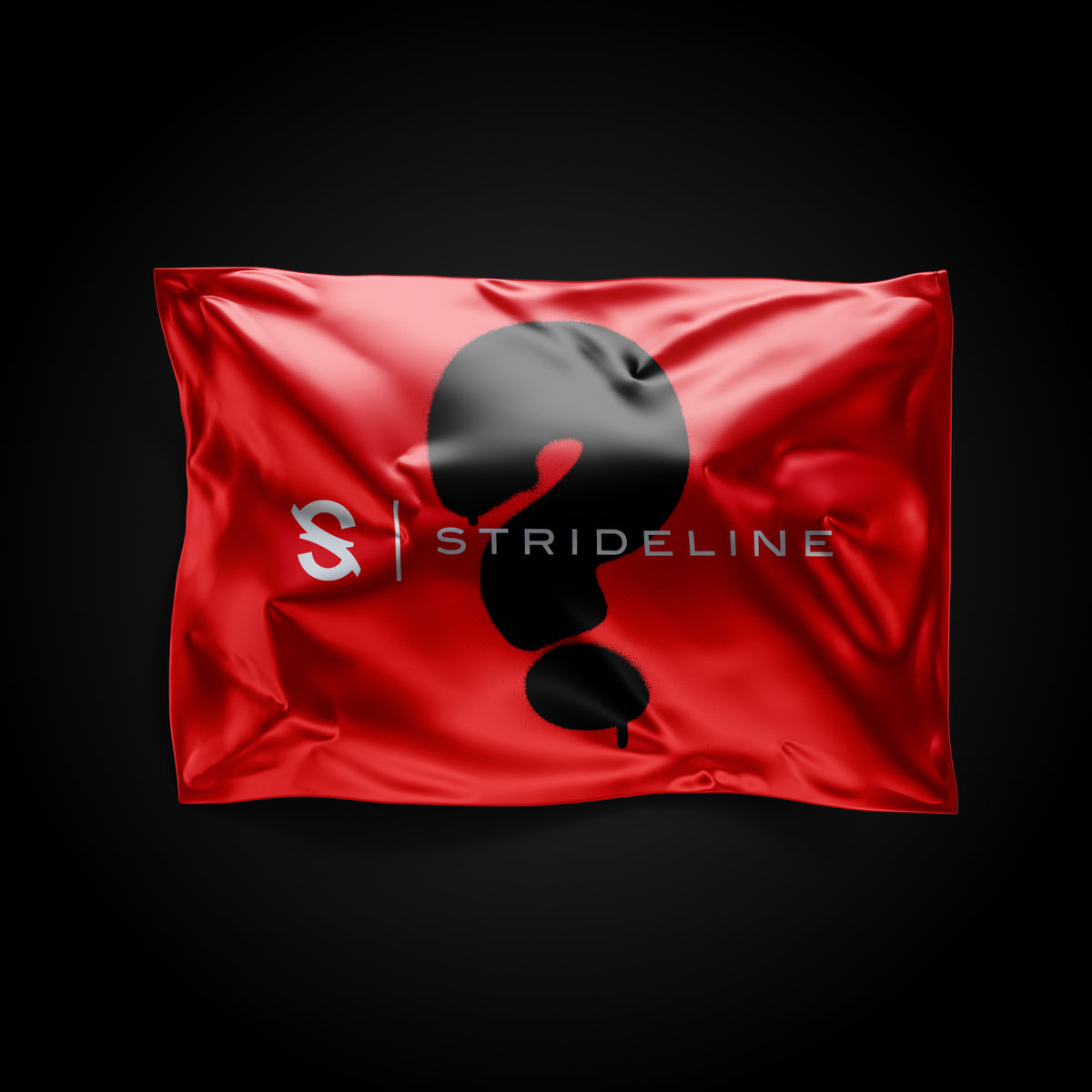 Mystery Bag featuring a bold red design with a large black question mark and Strideline logo.